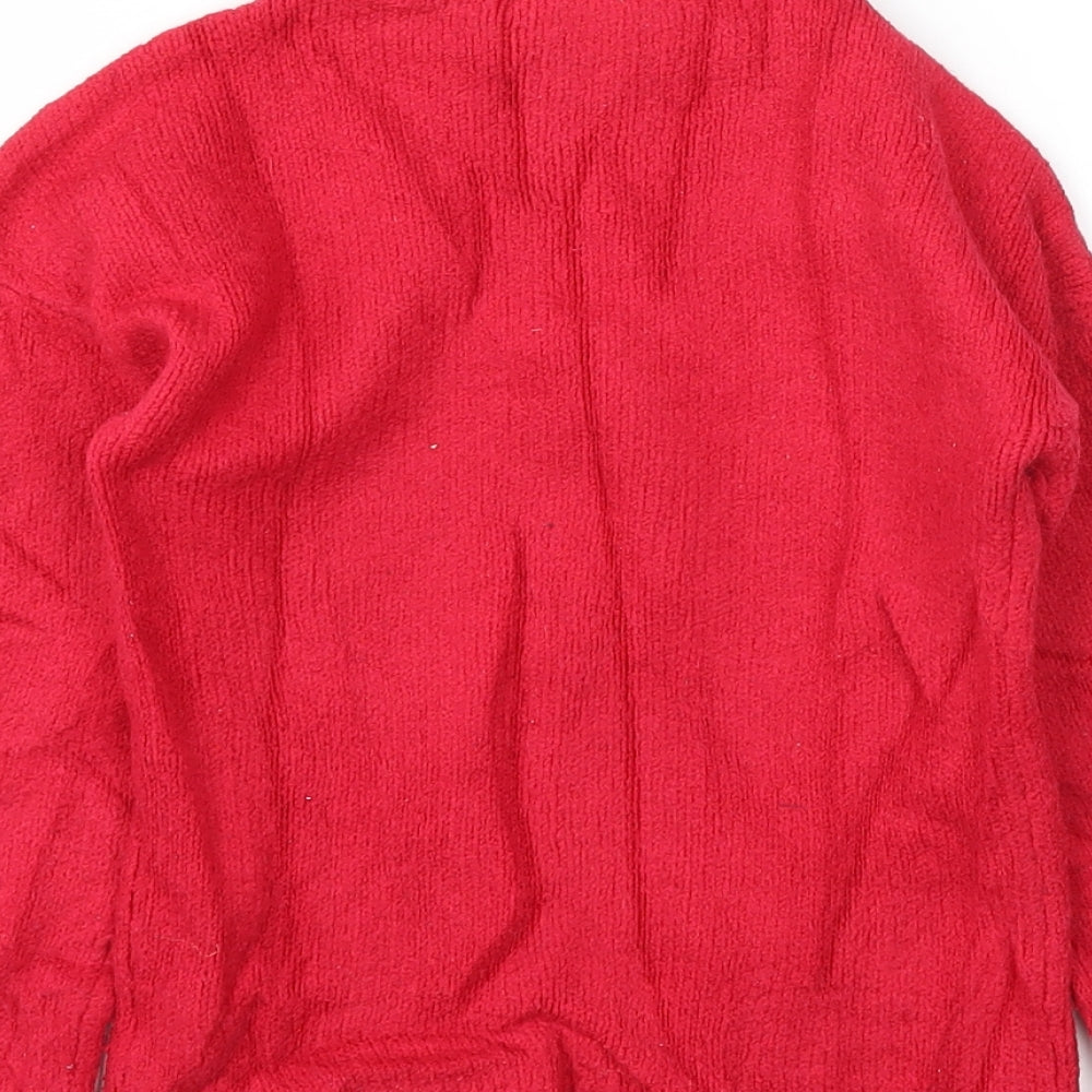 ISACC MIZRAHI Girls Red Pullover Hoodie Size 5-6 Years