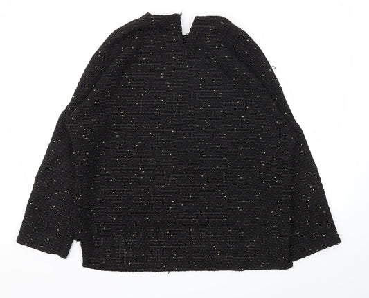 Womens UK Size XS Zara Black Basic T-Shirt
