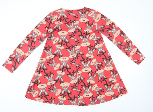 QED London Womens Multicoloured Animal Print Fit & Flare Size 14