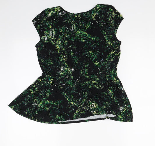 George Womens Black Floral Basic T-Shirt Size 10 - summer