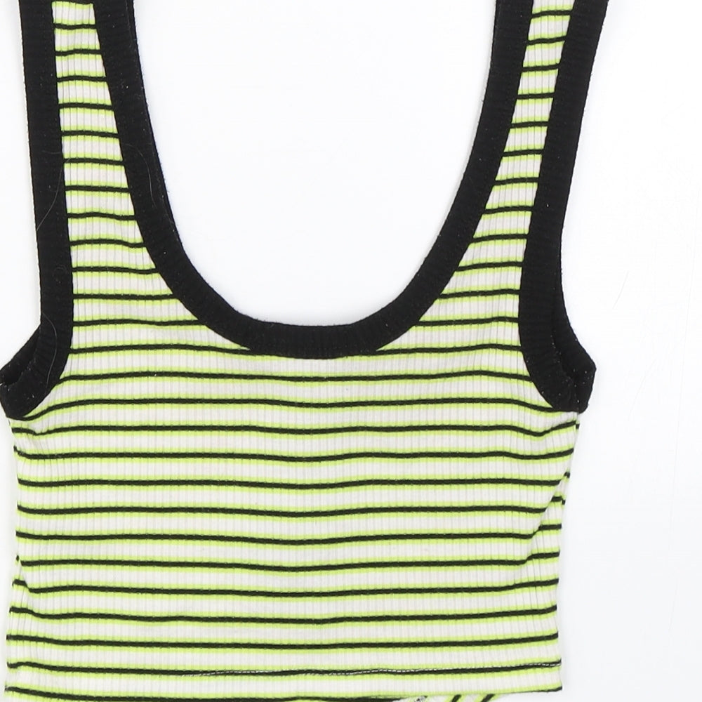 Primark Womens Green Striped Cropped Tank Size 2XS
