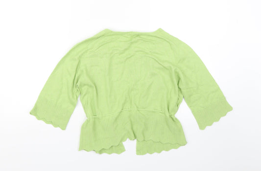 Womens UK Size 10 Preworn Green Cardigan Jumper