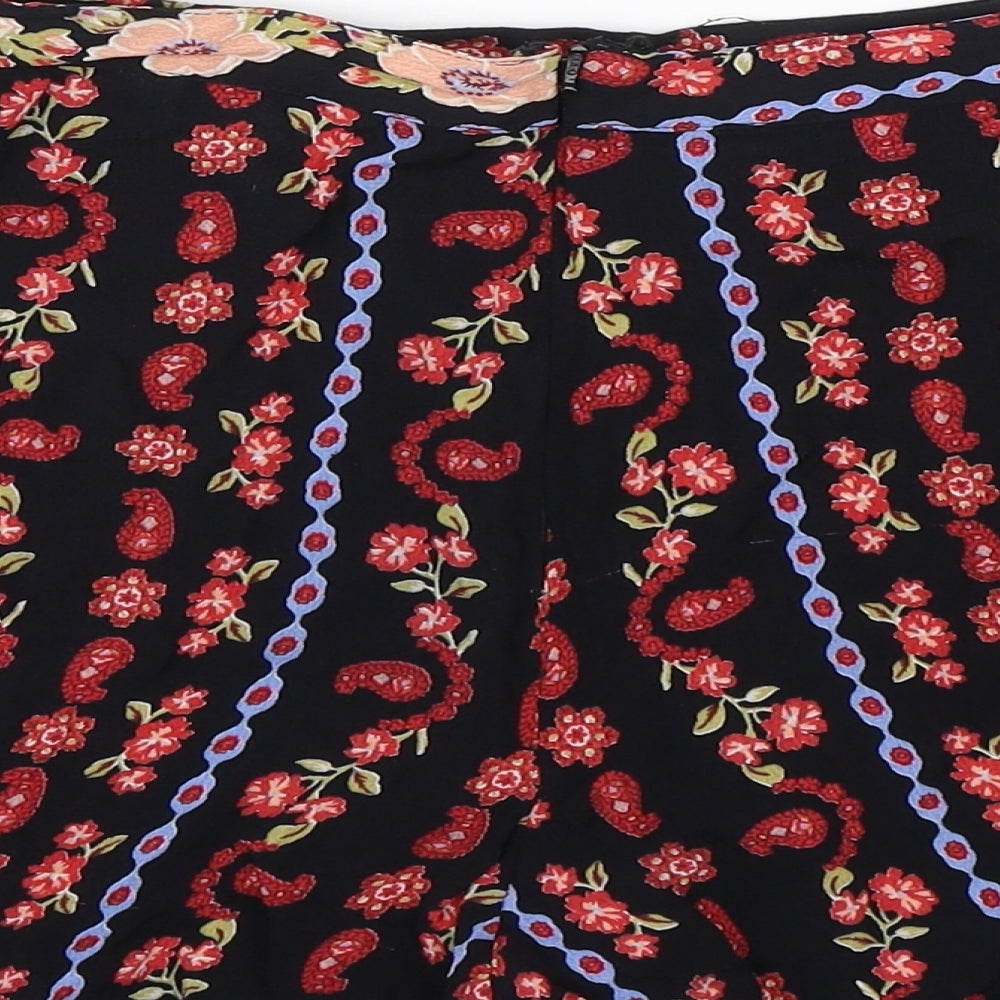 Miss Selfridge Womens Black Paisley Sweat Shorts Size 10 - Transparent