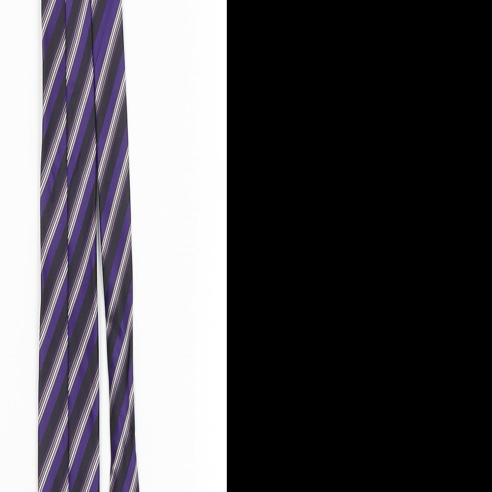Mens Charlton Gray Purple Striped Pointed Tie