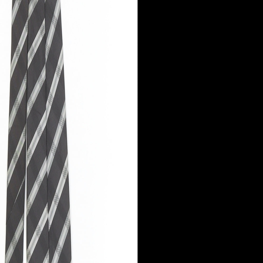 Preworn Mens Black Striped Pointed Tie One Size