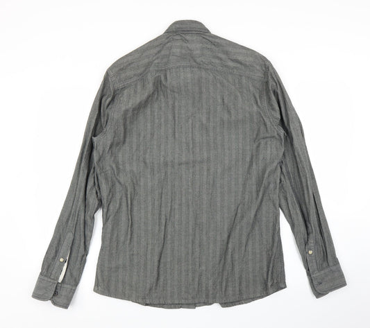 Mens UK Size M M&S Grey Button-Up Long Sleeve Casual Shirt