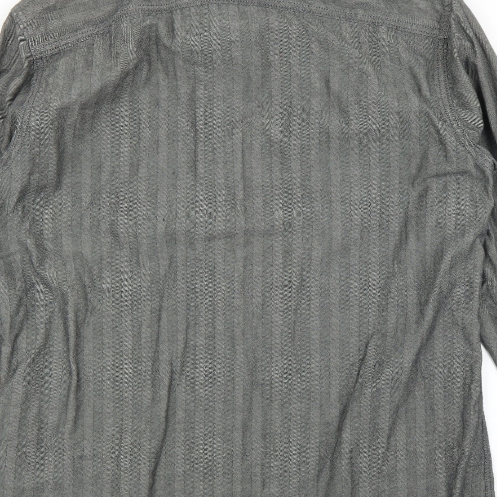 Mens UK Size M M&S Grey Button-Up Long Sleeve Casual Shirt