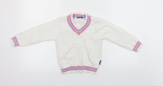 lords Boys White Pullover Jumper Size 5-6 Years