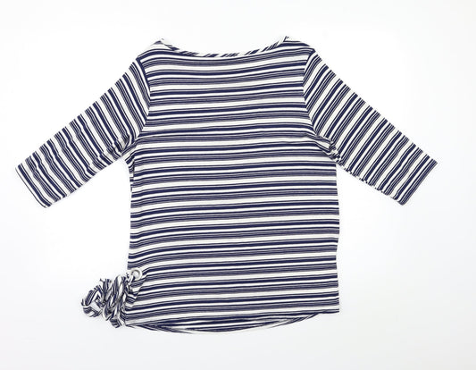 George Womens White Striped Basic Blouse Size 14