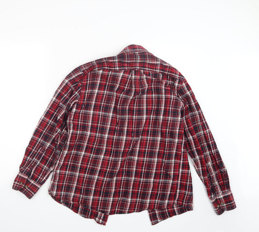 Avenue Mens Red Check Button-Up Size S