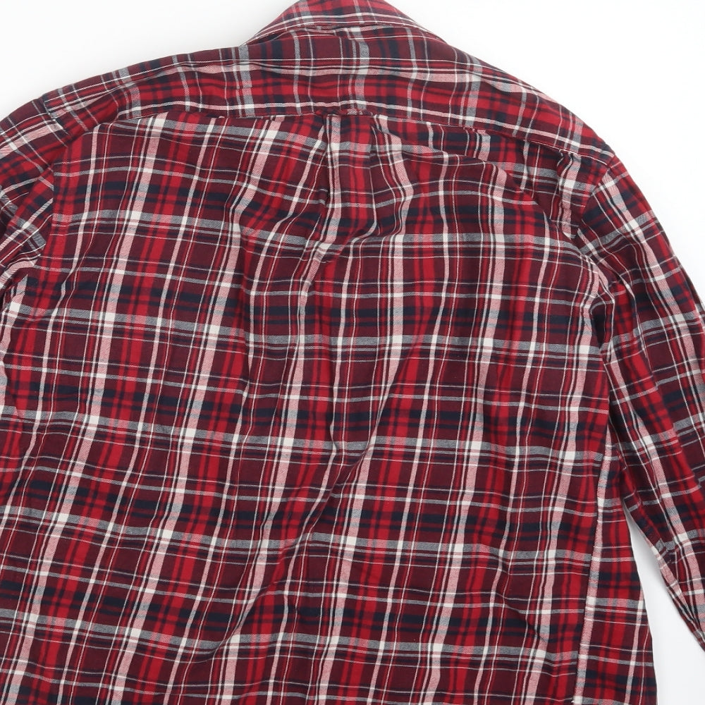 Avenue Mens Red Check Button-Up Size S