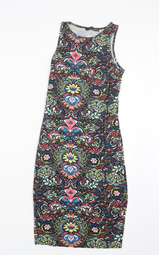 Atmosphere Womens Black Geometric Pencil Dress Size 8