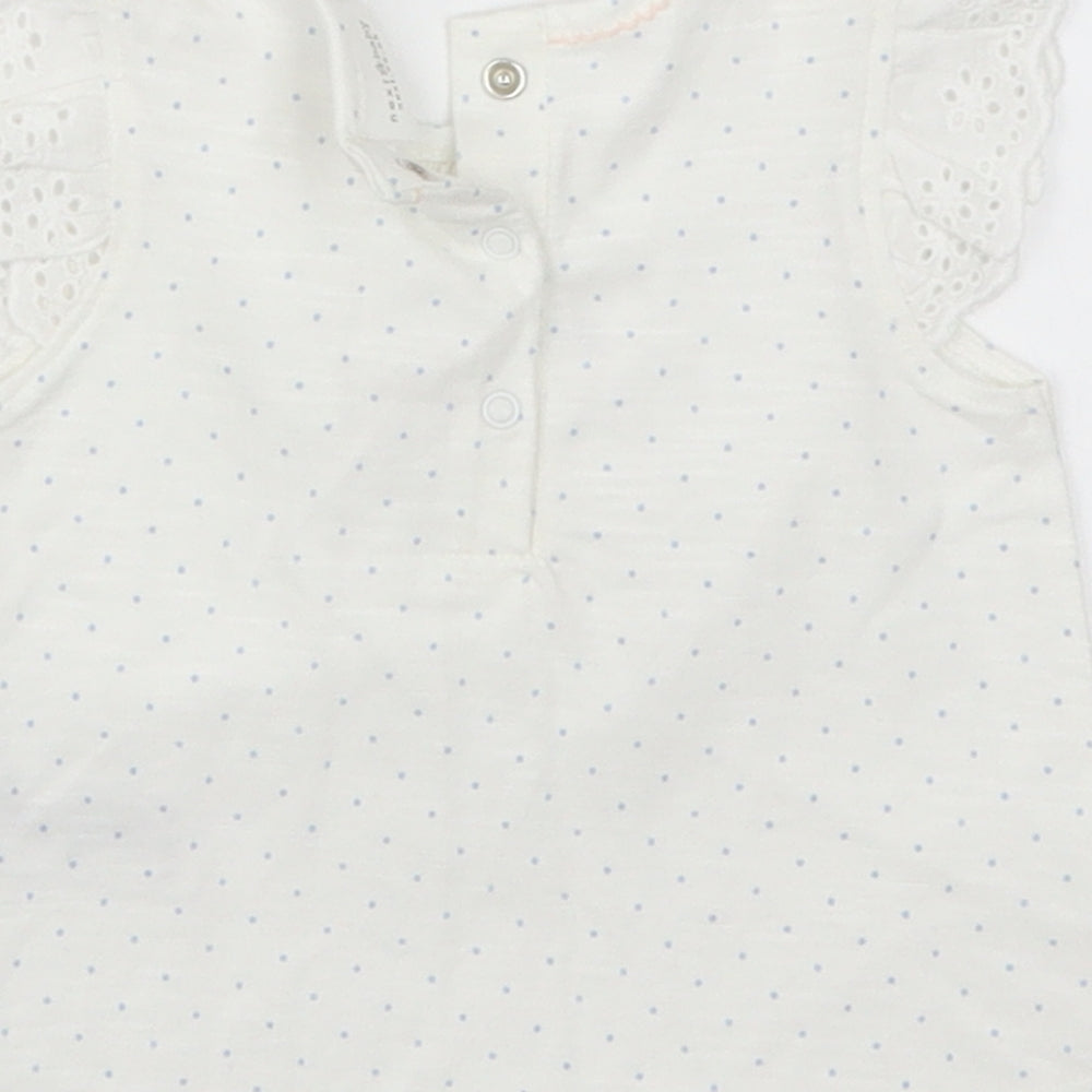 NEXT Girls White Polka Dot Basic T-Shirt Size 0-3 Months - Smile & Be Happy