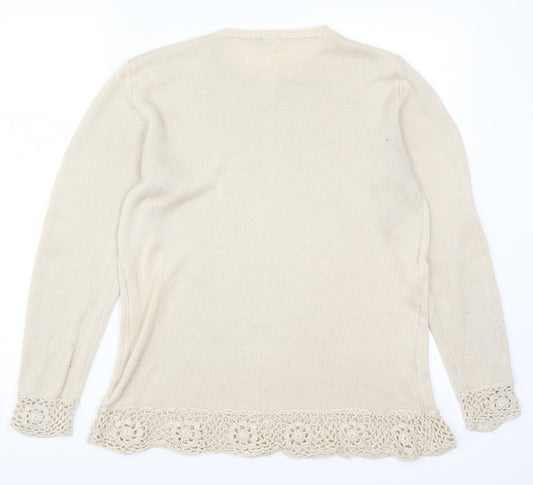 Cotton Traders Womens Beige Knit Pullover Jumper Size 12
