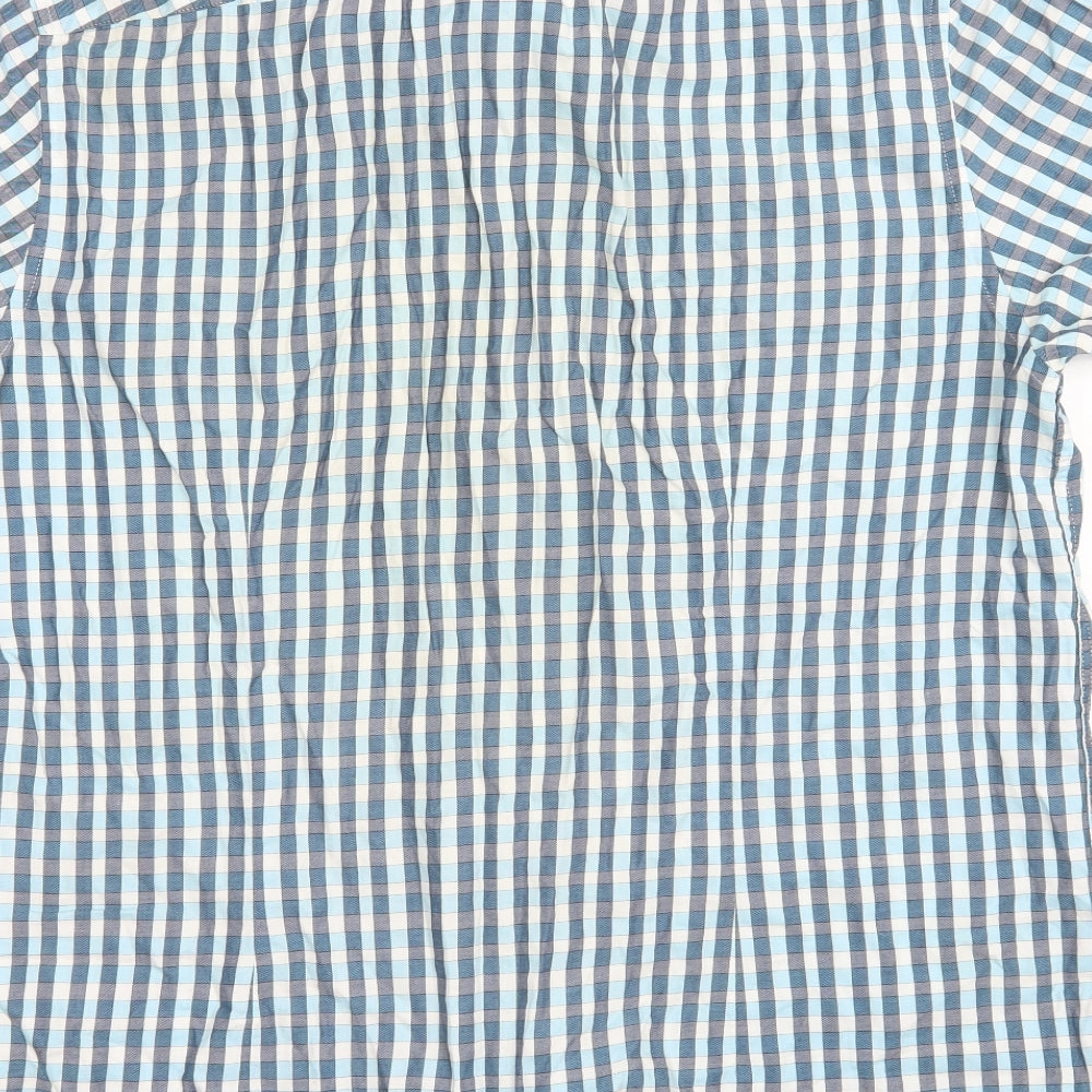 Mens UK Size L Jack Reid Blue Button-Up Short Sleeve Casual Shirt