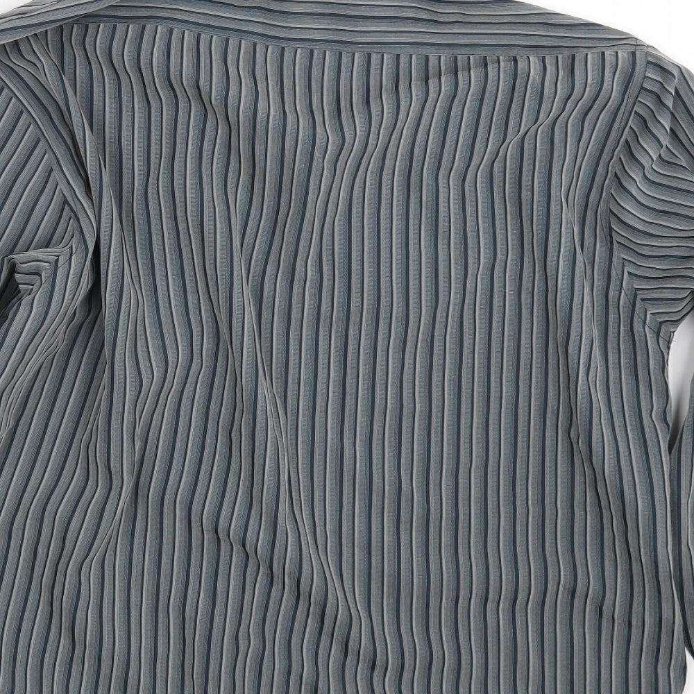 Sonett Mens Grey Striped Button-Up Size XL