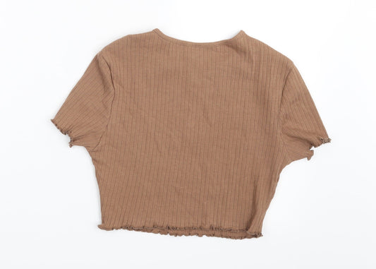 SHEIN Womens Brown Basic Blouse Size XS