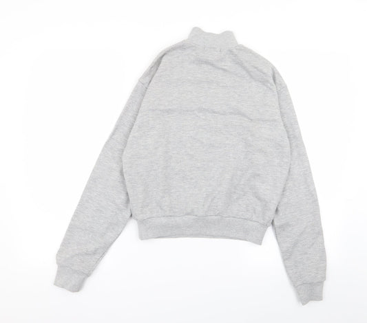 FOREVER 21 Womens Grey Striped Full Zip Jumper Size S