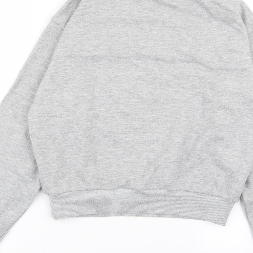 FOREVER 21 Womens Grey Striped Full Zip Jumper Size S