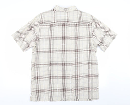 Atlantic Bay Mens Beige Check Button-Up Size M