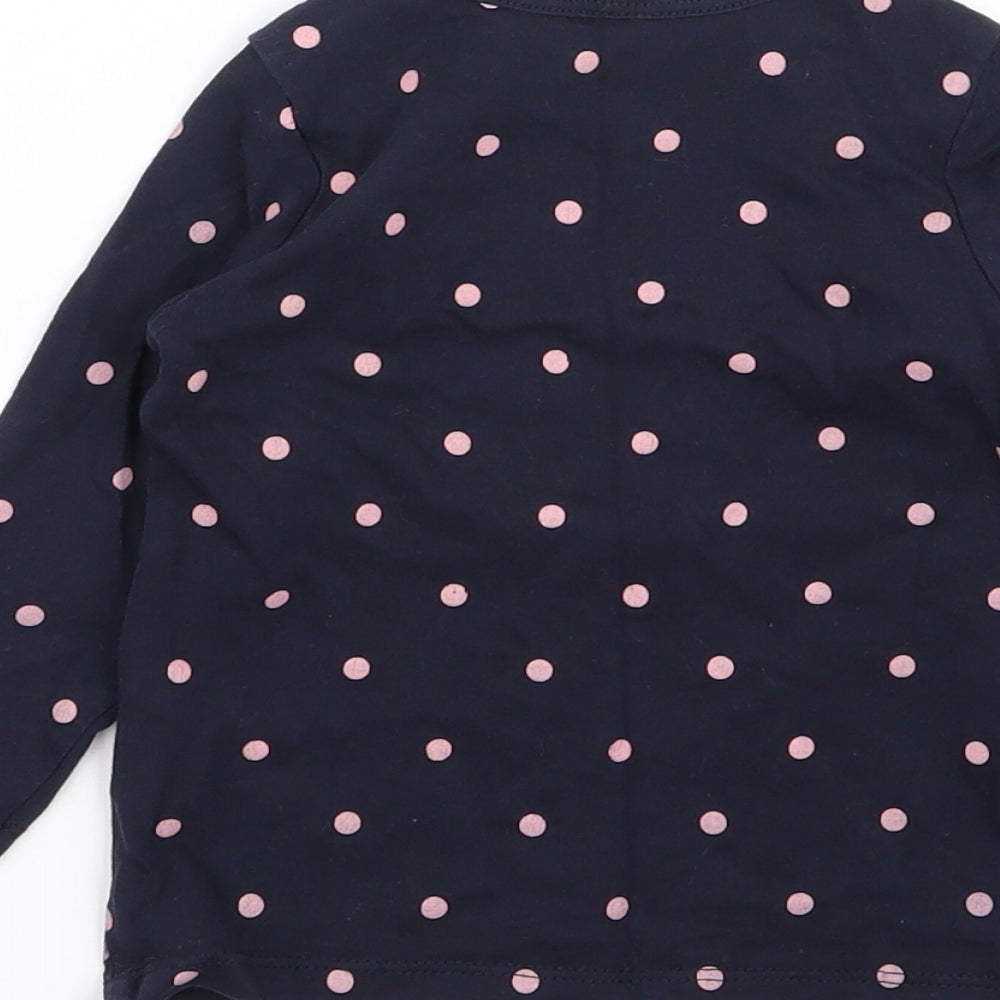 H&M Girls Blue Polka Dot Basic T-Shirt Size 6-9 Months