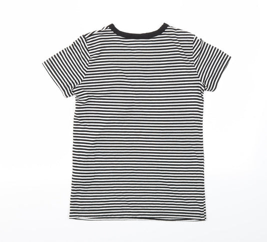 Primark Womens Black Striped Basic T-Shirt Size 4