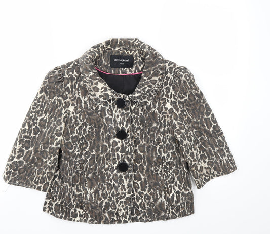Primark Womens Brown Animal Print Jacket Blazer Size 10