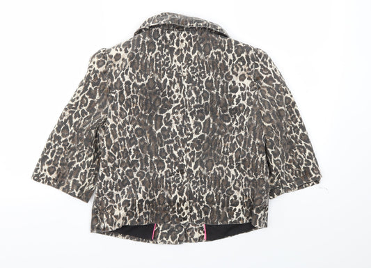 Primark Womens Brown Animal Print  Jacket Blazer Size 10