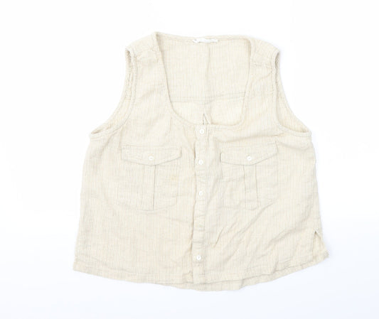 Womens UK Size L Mango Beige Basic T-Shirt