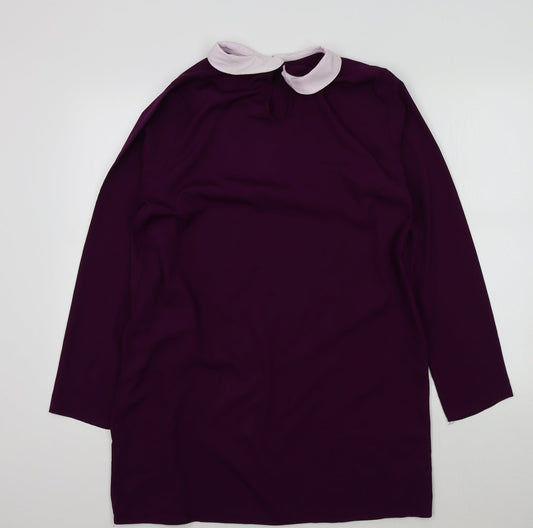 Boohoo Womens Purple Basic Blouse Size 12