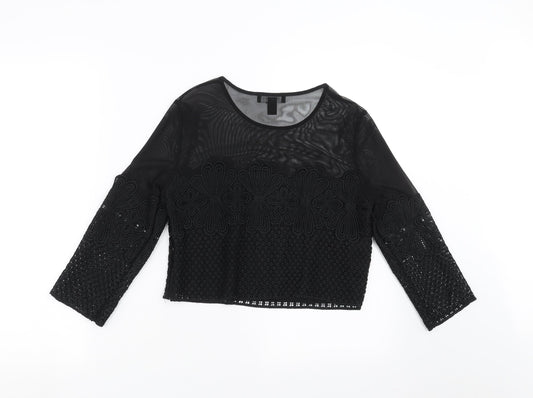 Womens UK Size 10 New Look Black Basic Blouse