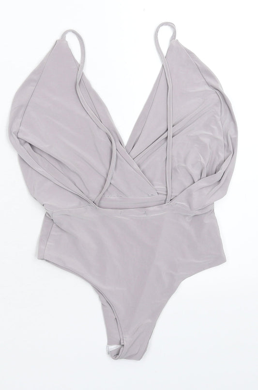 Womens UK Size S Preworn One-Piece Grey Bodysuit
