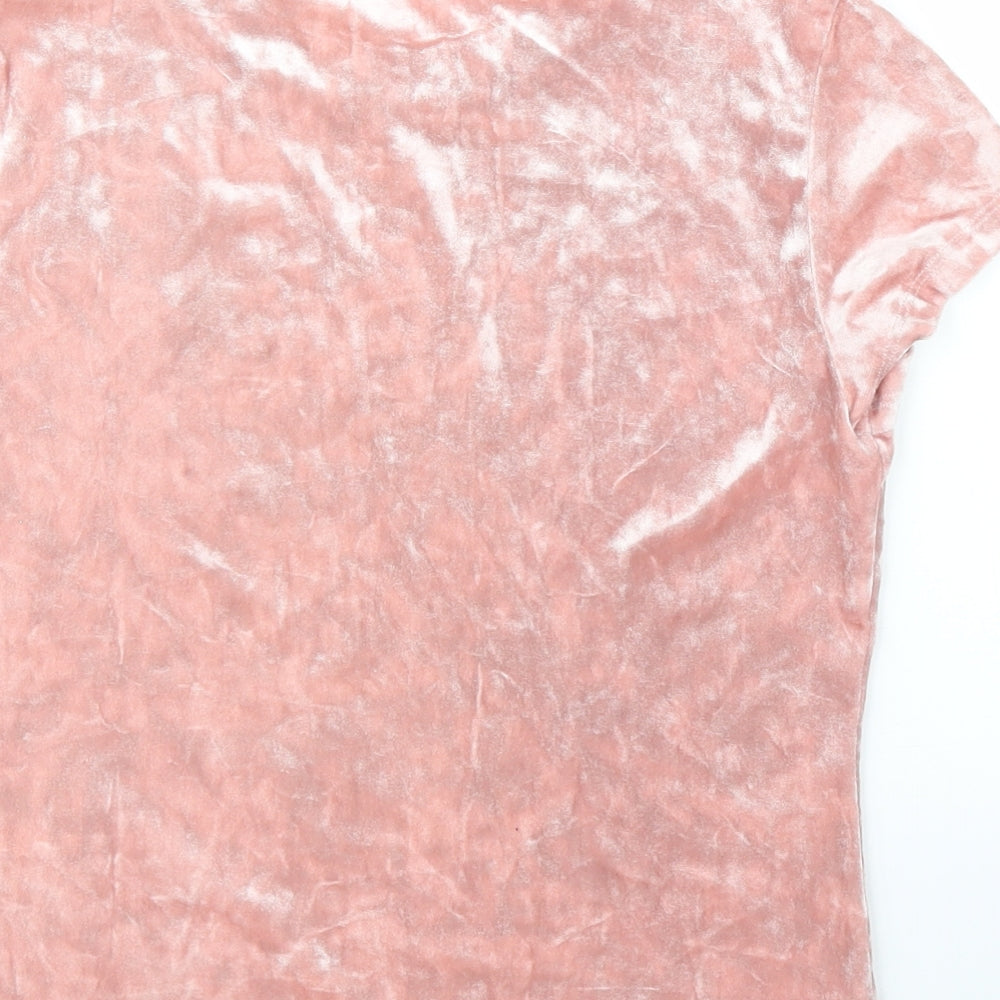 H&M Girls Pink Velvet Basic T-Shirt Size M
