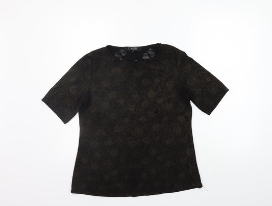 Womens UK Size 12 Classic Black Basic T-Shirt