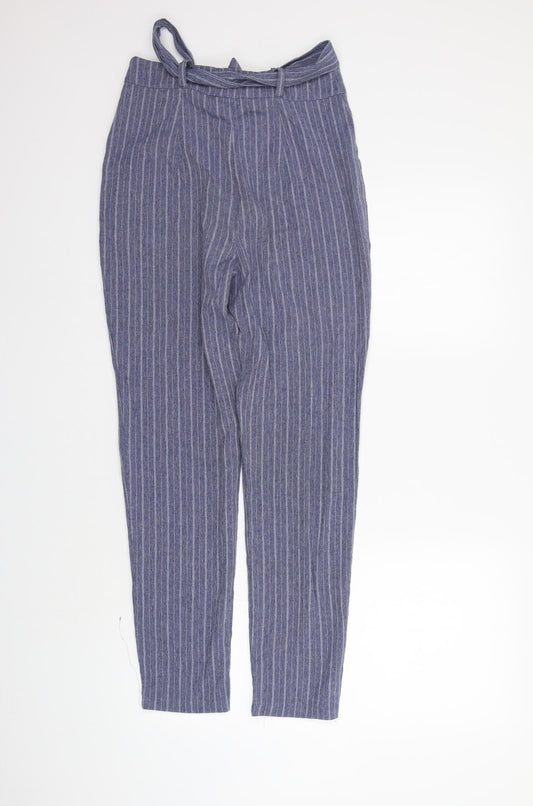 Nasty Gal Womens Blue Striped Trousers Size 8 L26 in