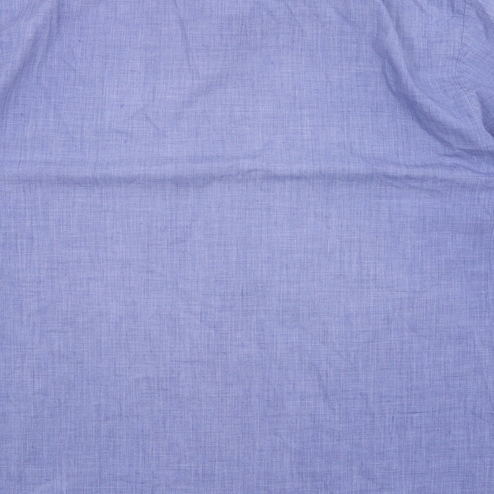Mens UK Size M Barney Miller Blue Button-Up Short Sleeve Casual Shirt