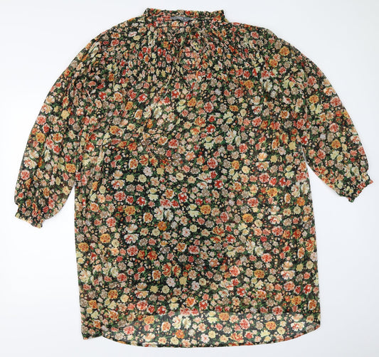 Nutmeg Womens Black Floral Shift Size 12