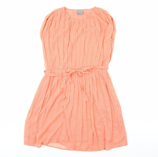 Additional front view of Vera Moda women’s orange polka dot fit & flare, size S
