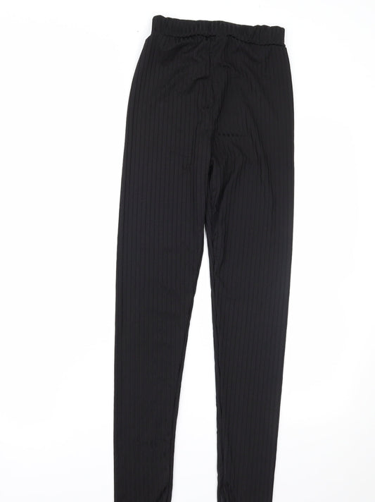 Womens UK Size S Preworn Regular Fit Black Trousers