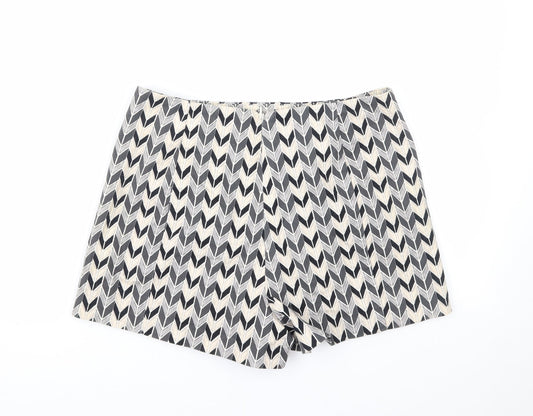 Topshop Womens Grey Geometric Cut-Off Shorts Size 10