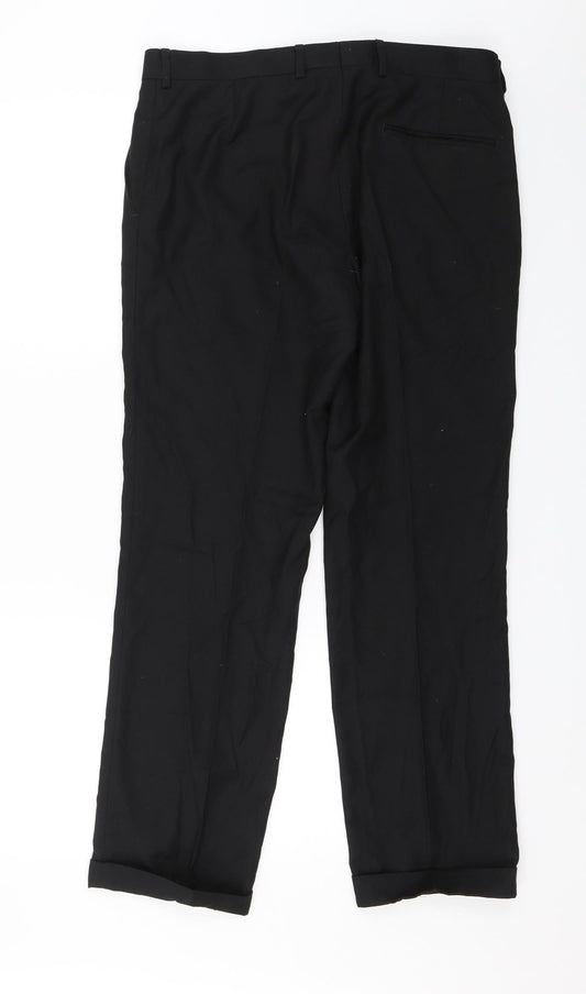 Taylor & Wright Mens Black Dress Pants Trousers Size 32 in L26 in