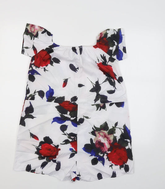 Preworn Womens White Floral A-Line Size M