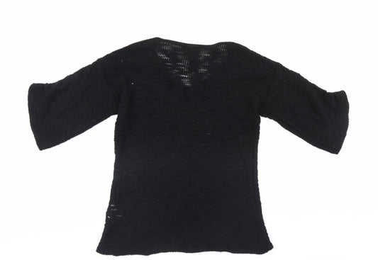 Womens UK Size 12 Ribbon Black Pullover Jumper