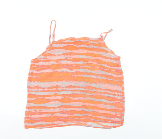 George Womens Orange Striped Basic Blouse Size 16