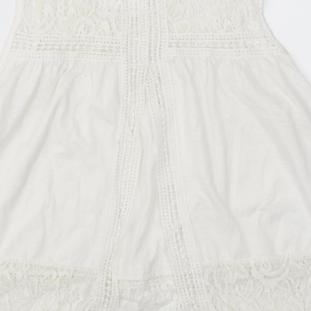 Womens UK Size M Preworn White Basic Blouse