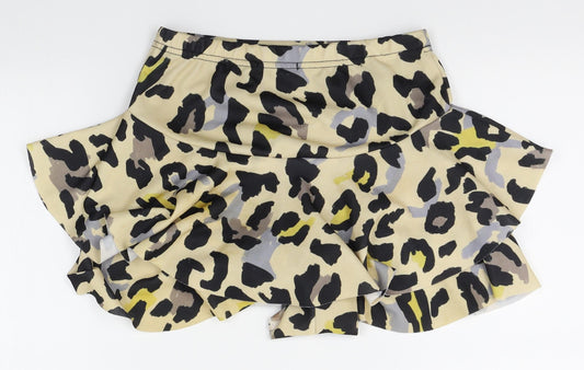 I SAW IT FIRST Womens Beige Animal Print  Wrap Shorts Size 8 - skirt look