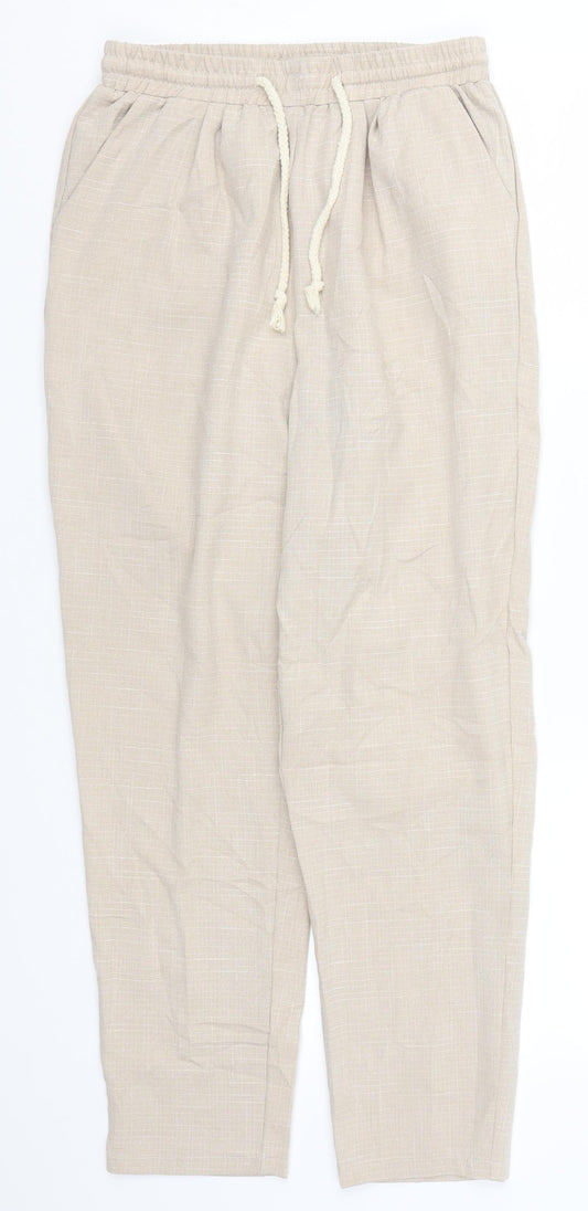 PRETTYLITTLETHING Womens Beige Trousers Size 8 L24.5 in
