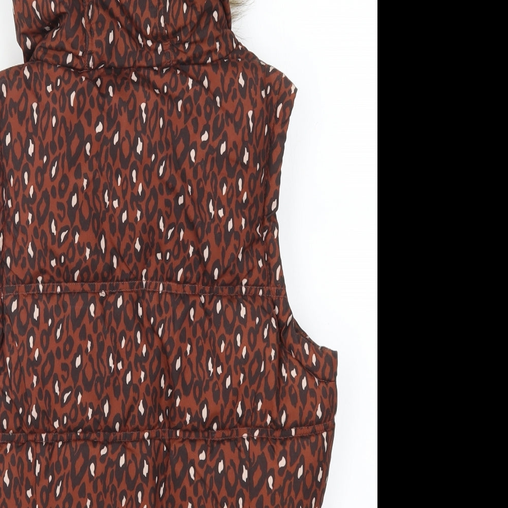George Womens Brown Animal Print Gilet Coat Size 8
