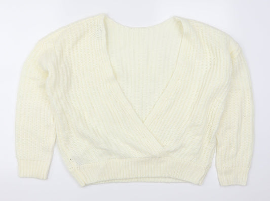 ASOS Womens Ivory Knit Pullover Jumper Size 10 - Open Back