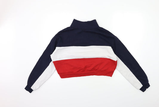 H&M Womens Blue Striped Pullover Sweatshirt Size S